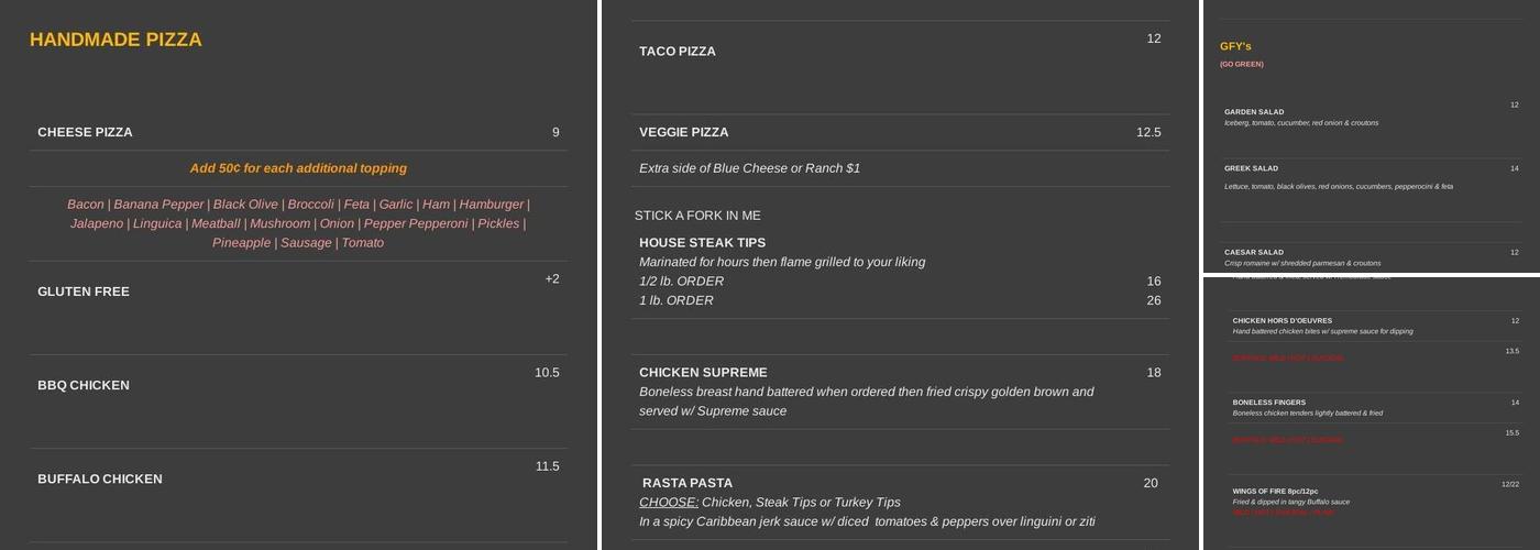 Damien's Menu