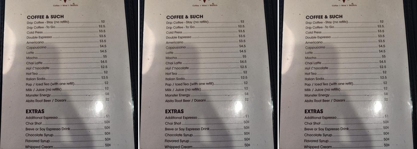 Vagabond Cafe Menu