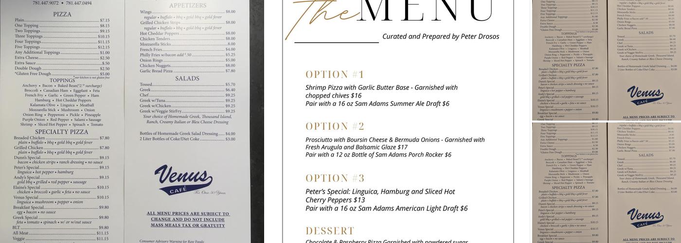 Venus Cafe Menu