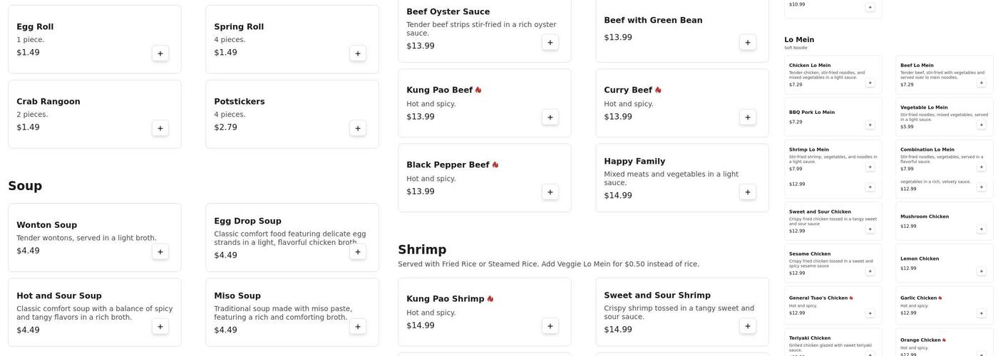 Panda Cafe Menu