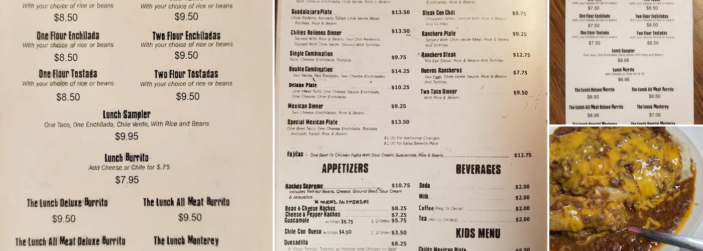 Villar's Mexico Cafe Menu