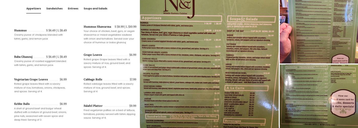 N & J Cafe & Bakery Menu