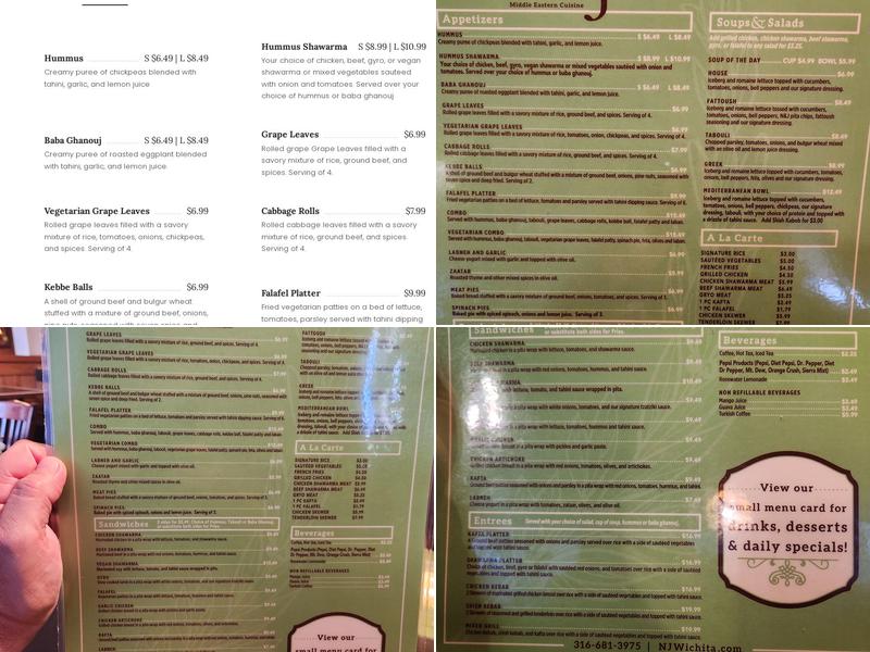 N & J Cafe & Bakery Menu