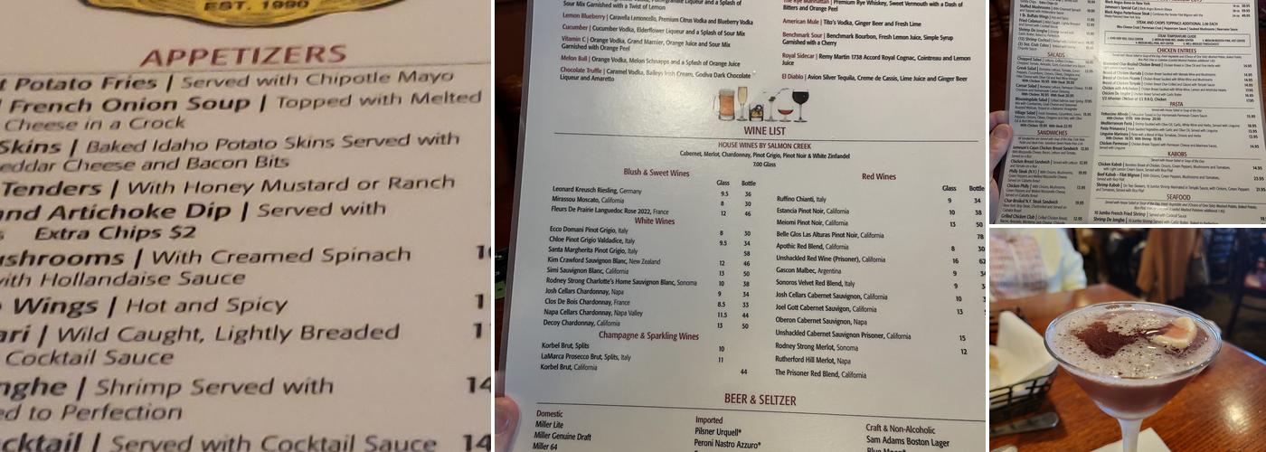 Jameson's Charhouse Menu