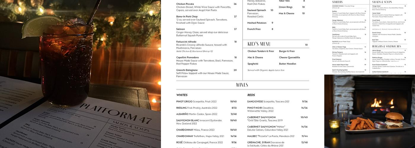 Platform 47 Menu