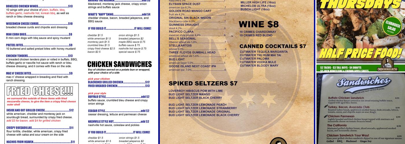 Merkle's Bar & Grill Menu