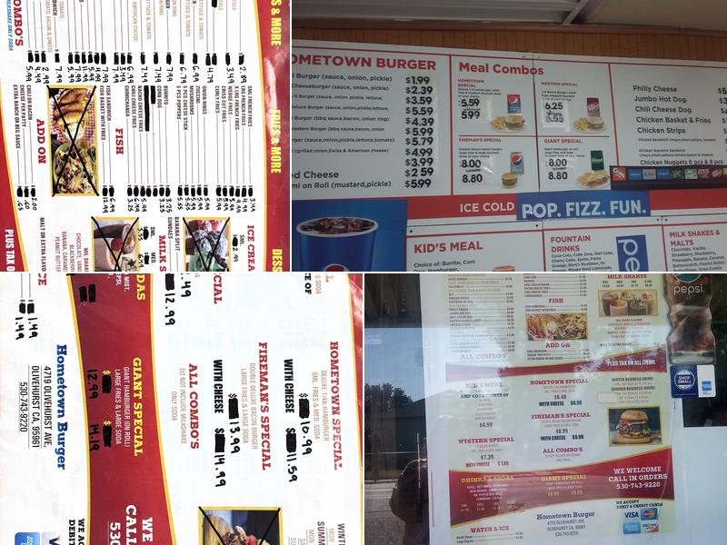 HomeTown Burger Menu