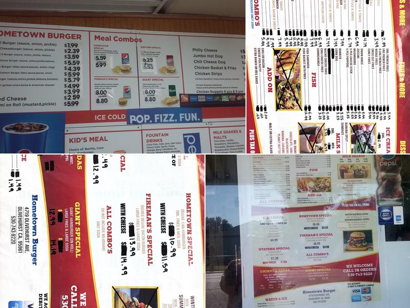 HomeTown Burger Menu