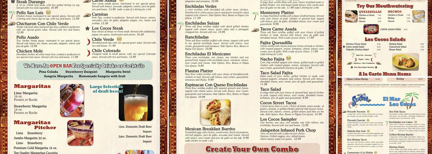 Los Cocos Menu