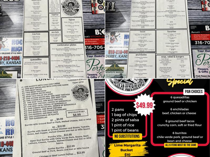 Casa Martinez Menu