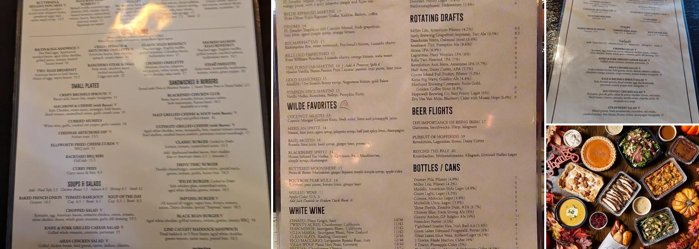Wilde Bar & Restaurant Menu