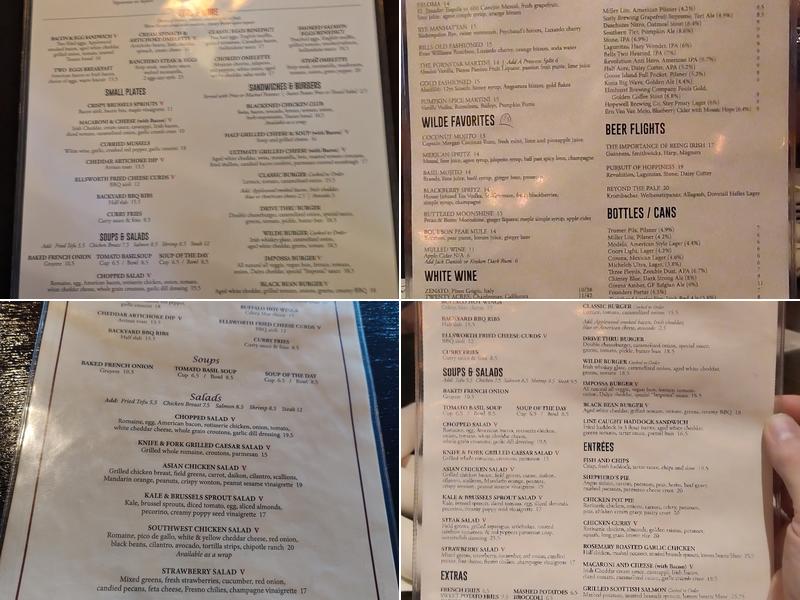 Wilde Bar & Restaurant Menu