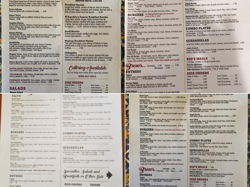 Estaban's Tacos, Burgers & Brews Menu