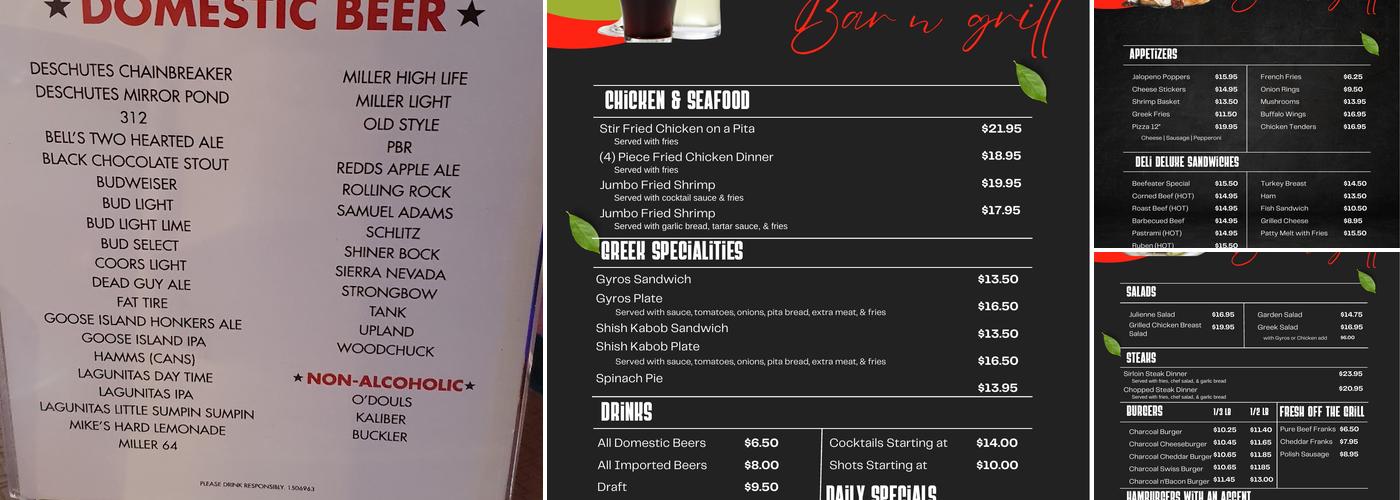 Snickers Bar & Grill Menu