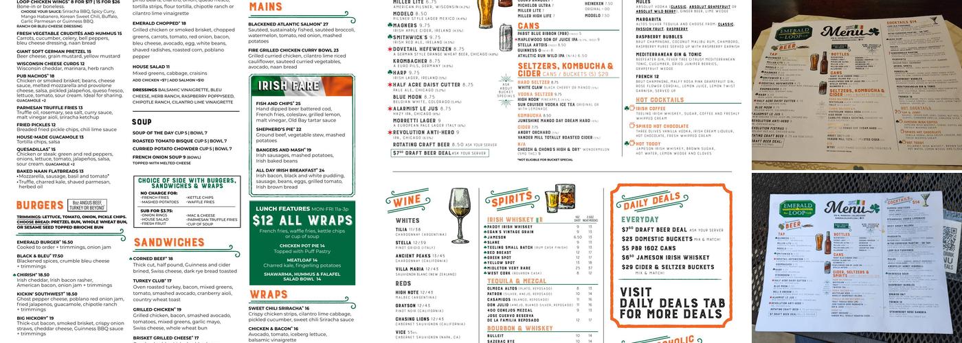 Emerald Loop Bar & Grill Menu