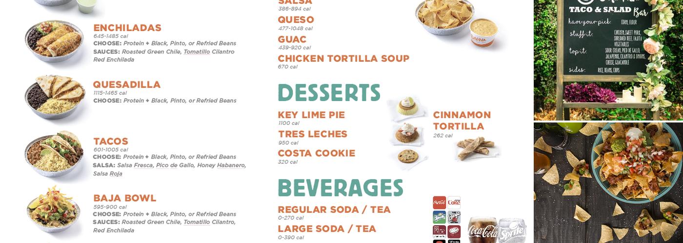 Costa Vida Menu