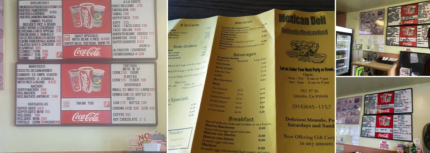 Méxican Deli Menu