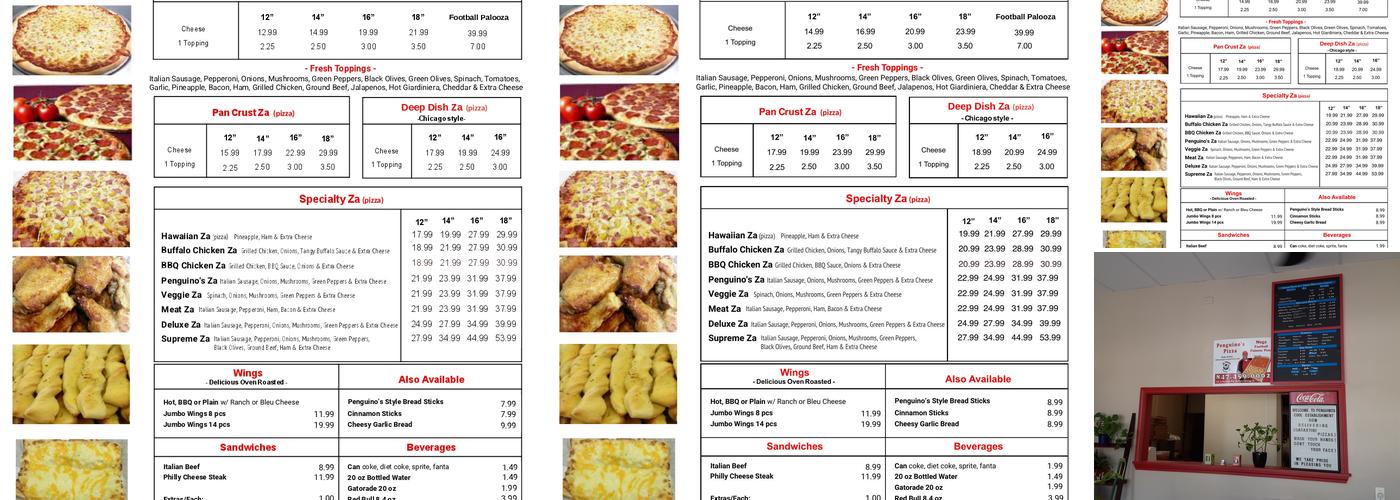 Penguino's Pizza Menu