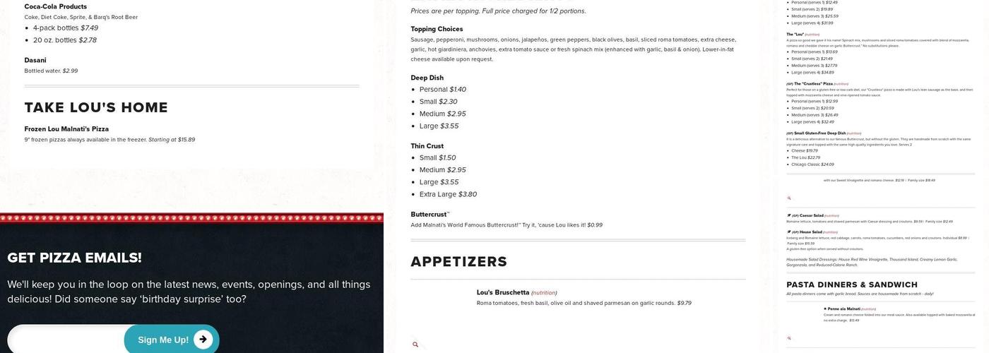 Lou Malnati's Pizzeria Menu