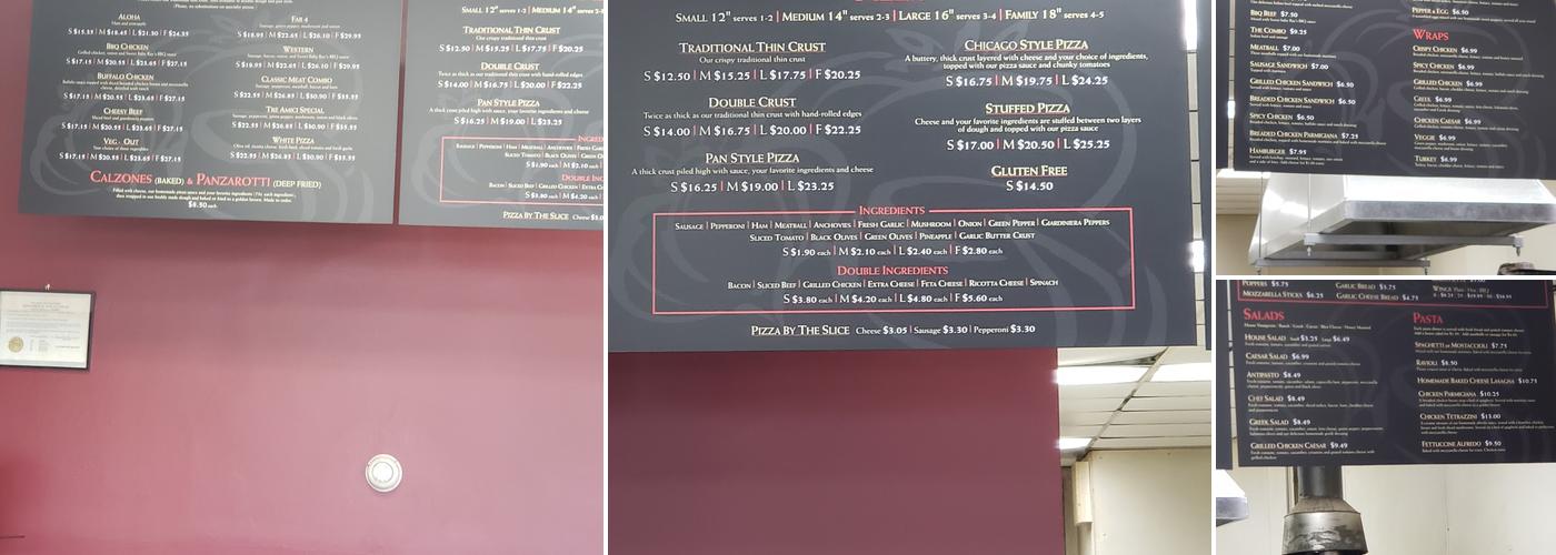 Tre Amici Pizza Menu