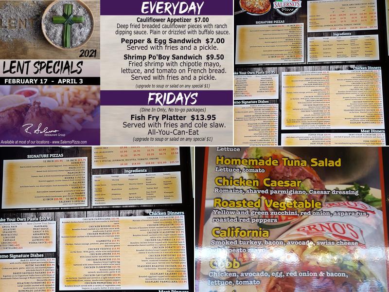 Salerno's Pizzeria & Catering - Mt. Prospect Menu