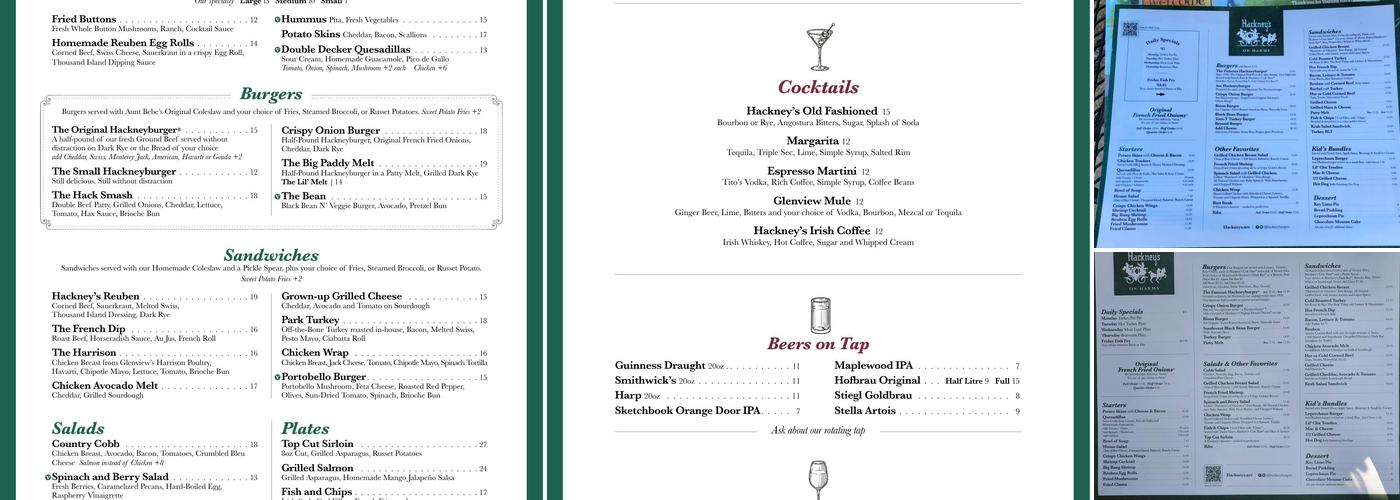 Hackney's on Harms Menu