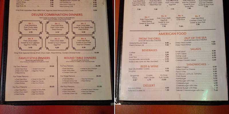 King Wah Menu