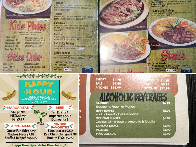 El Sol Menu