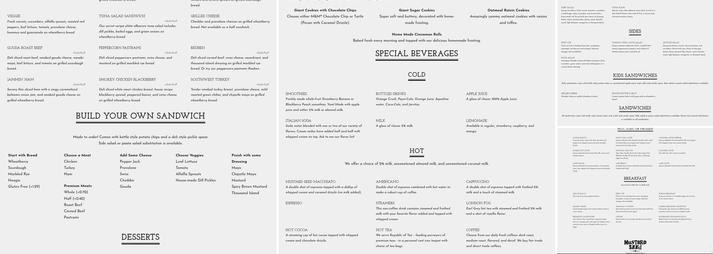 Mustard Seed Menu