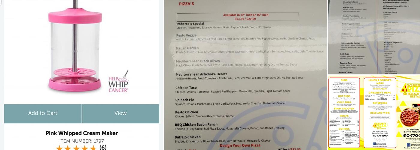 Roberto's Pizzeria Menu