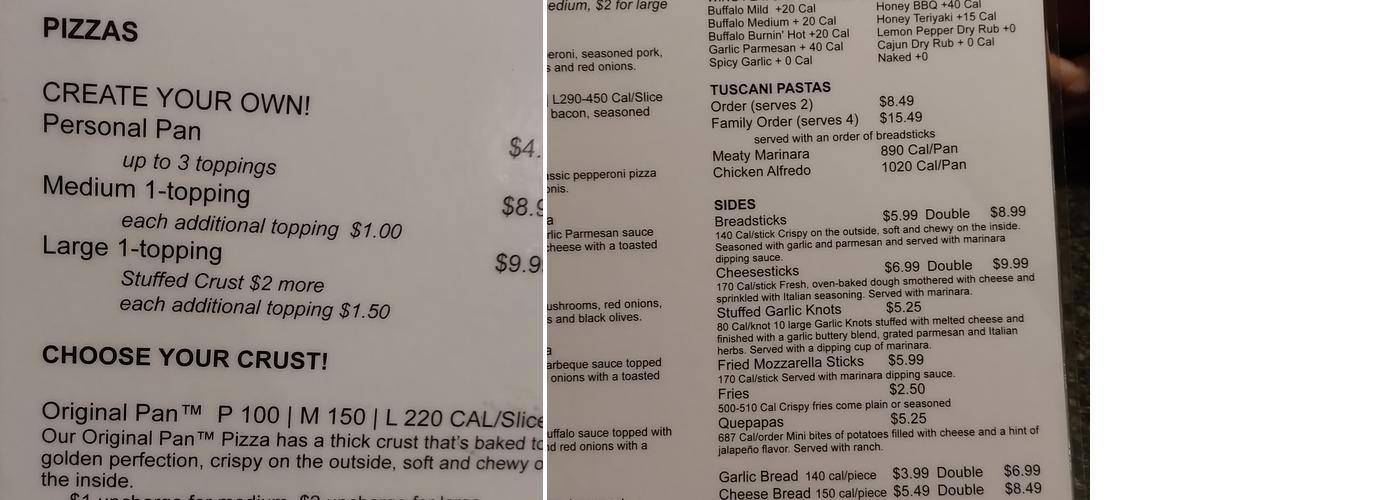 Pizza Hut Menu
