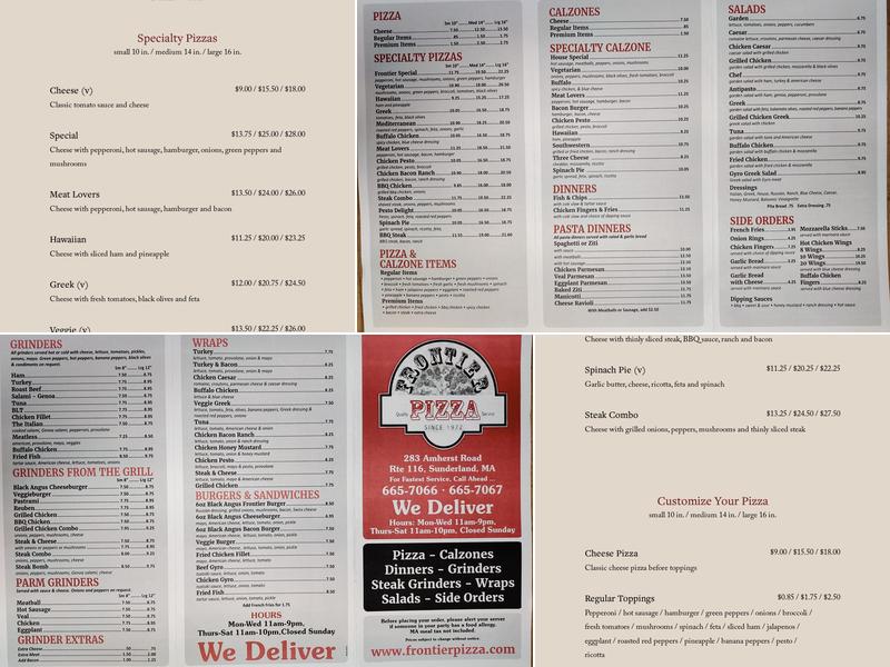 Frontier Pizza Menu