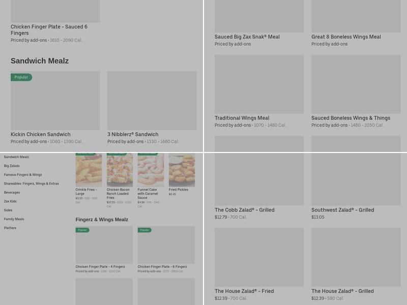 Zaxby's Chicken Fingers & Buffalo Wings Menu