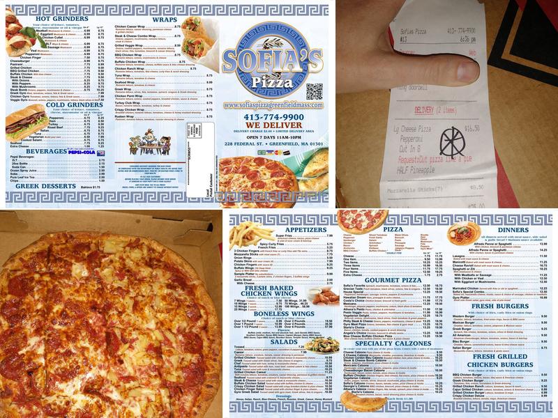 Sofia's Pizza Menu