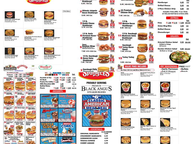 Spangles Menu