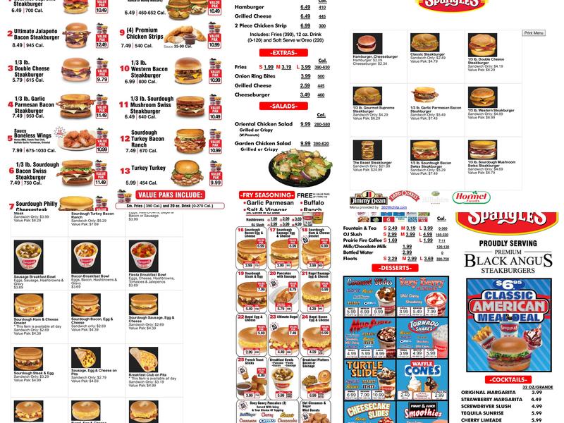 Spangles Menu