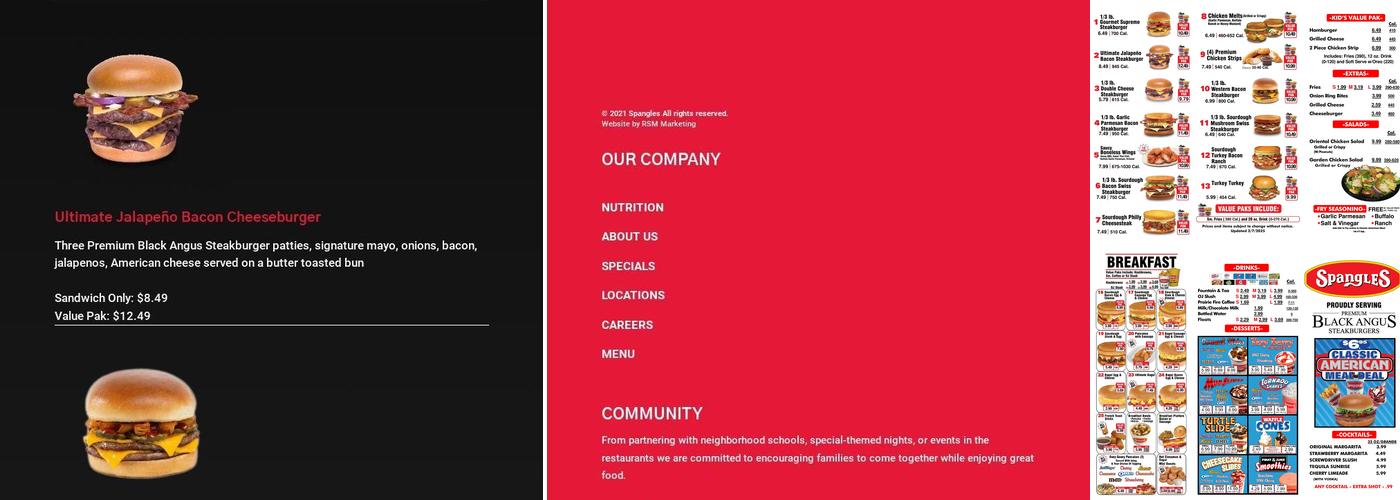 Spangles Menu