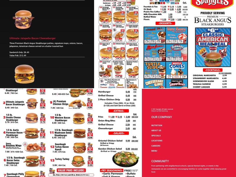 Spangles Menu
