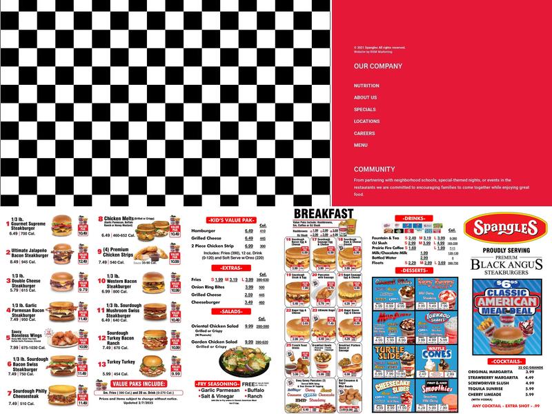 Spangles Menu