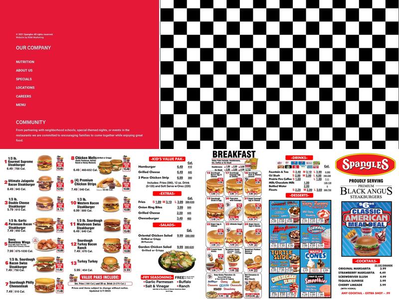 Spangles Menu
