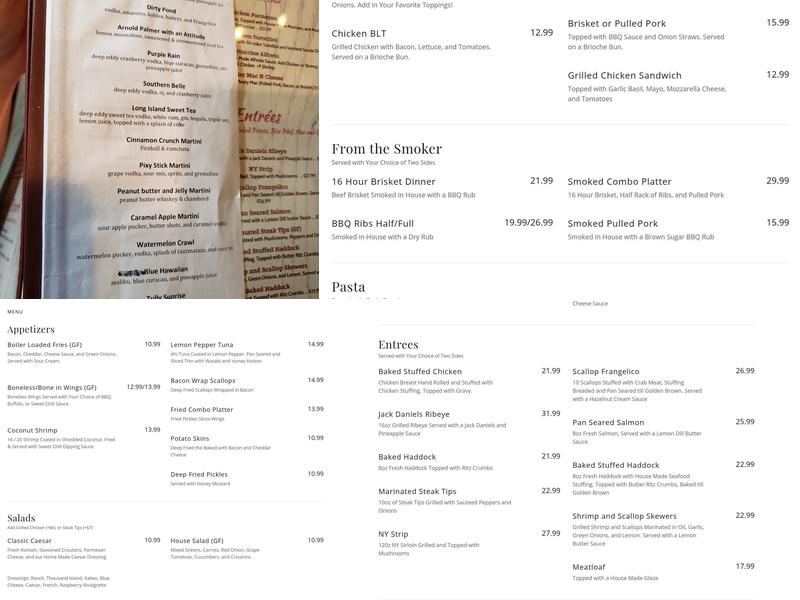 Boiler Bar and Grille Menu