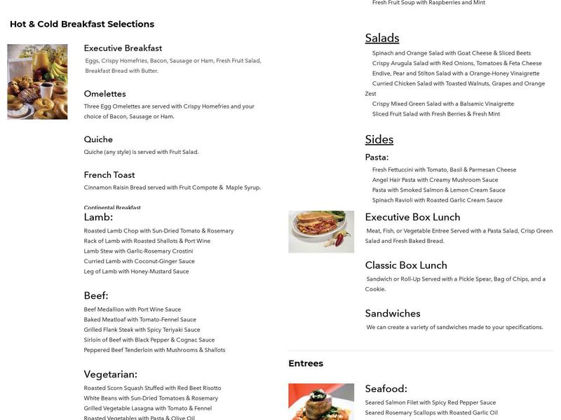 The Covey House Menu