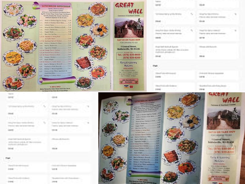 Great Wall Menu
