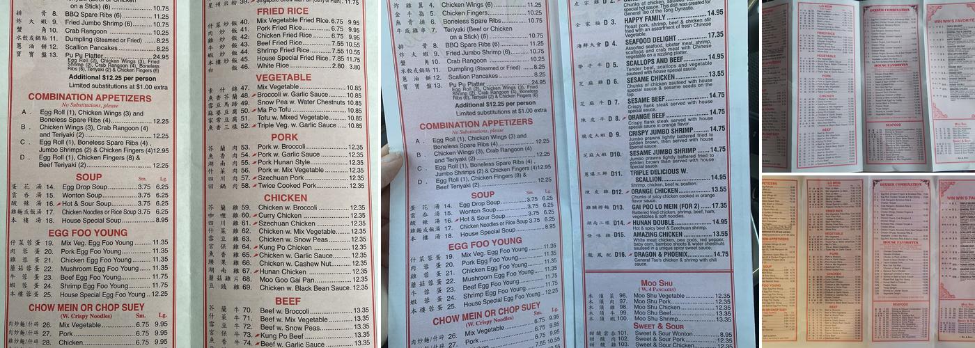 Win Win Express Menu