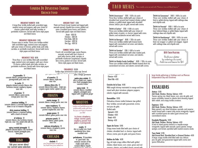 Salsa 17 Menu