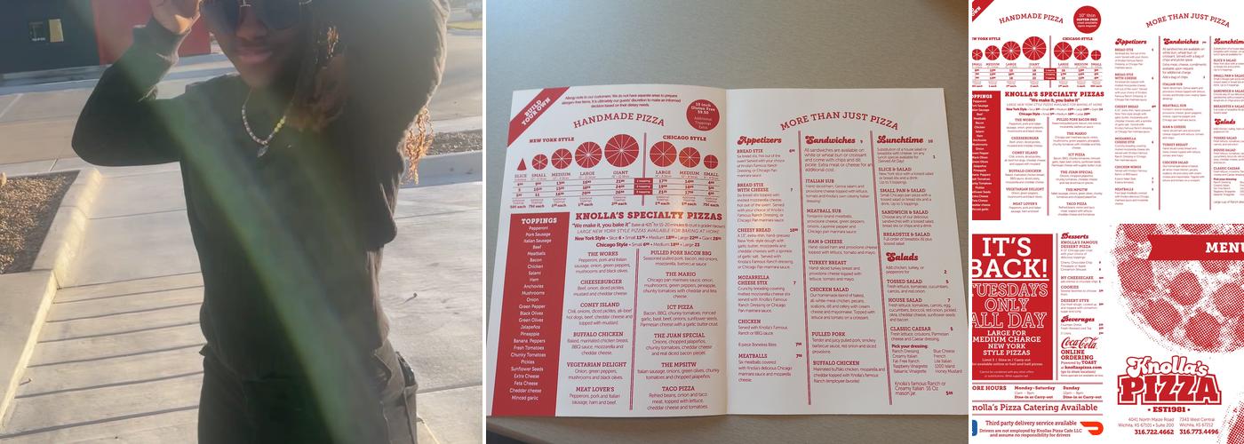 Knolla's Pizza Cafe Menu