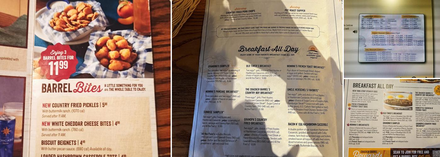 Cracker Barrel Old Country Store Menu