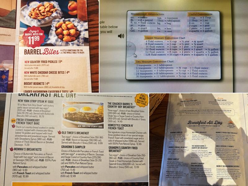 Cracker Barrel Old Country Store Menu