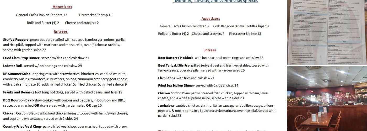 King Phillip Restaurant Menu