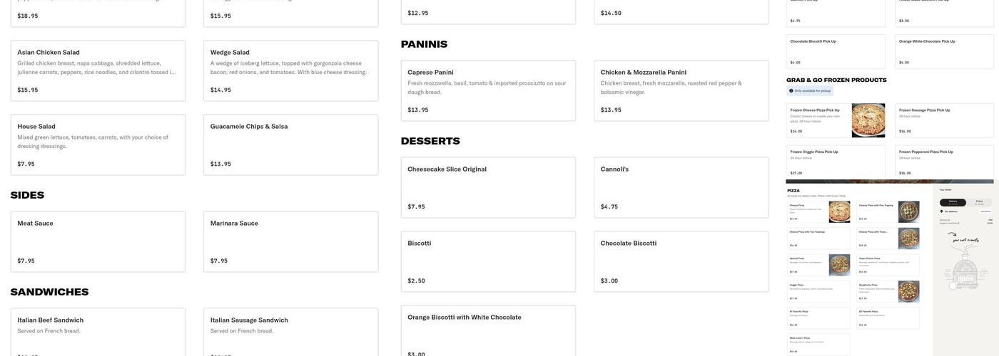 Capizzi's Cheesecakes Pizza...and then some Menu